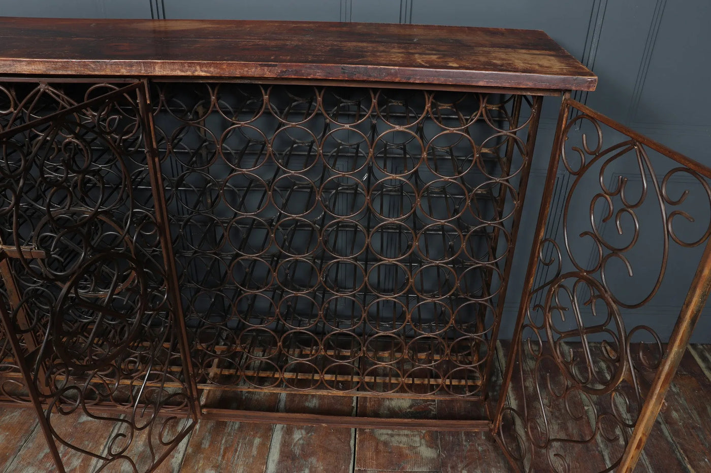 Vintage Wrought Iron French Wine Rack Cabinet