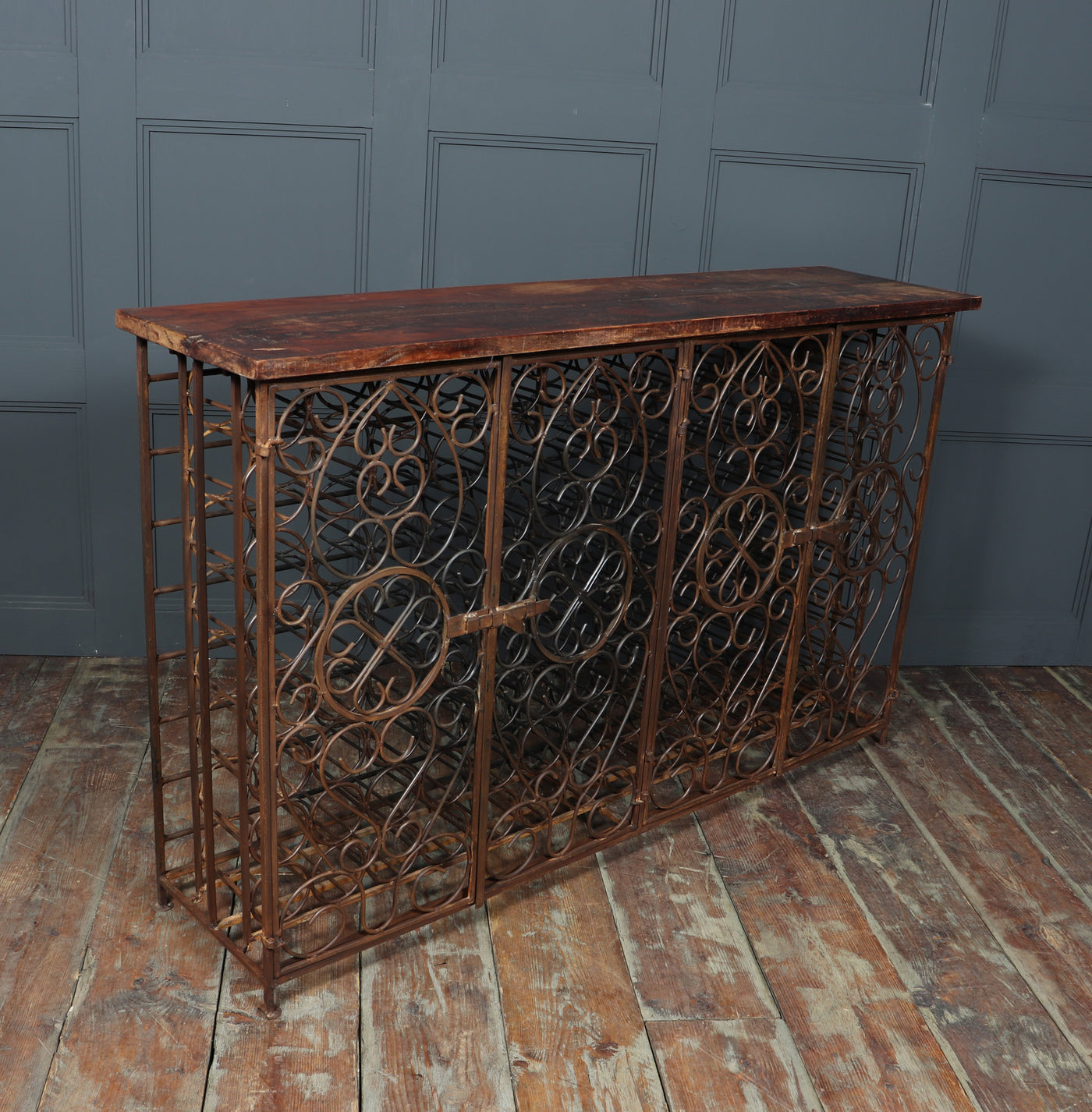 Vintage Wrought Iron French Wine Rack Cabinet