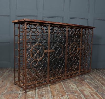 Vintage Wrought Iron French Wine Rack Cabinet