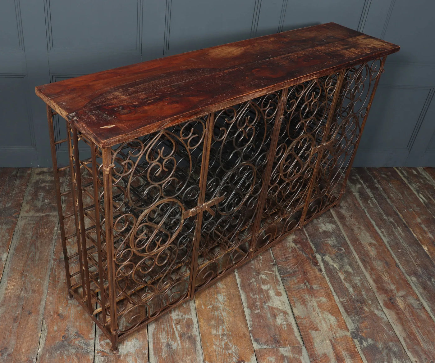 Vintage Wrought Iron French Wine Rack Cabinet