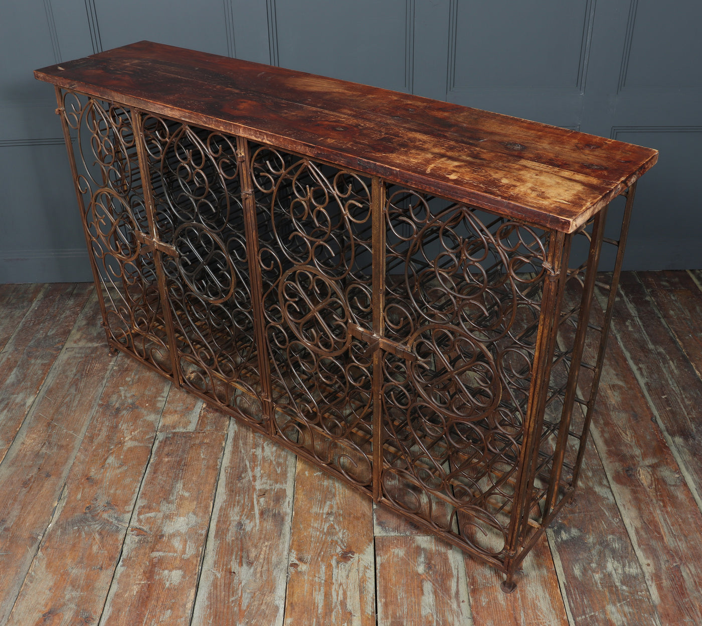 Vintage Wrought Iron French Wine Rack Cabinet