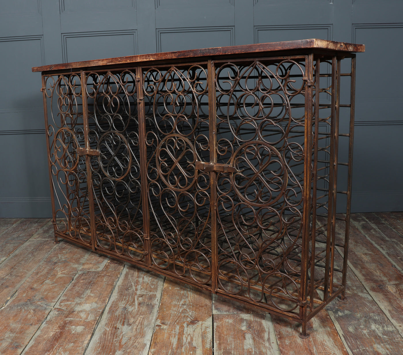 Vintage Wrought Iron French Wine Rack Cabinet