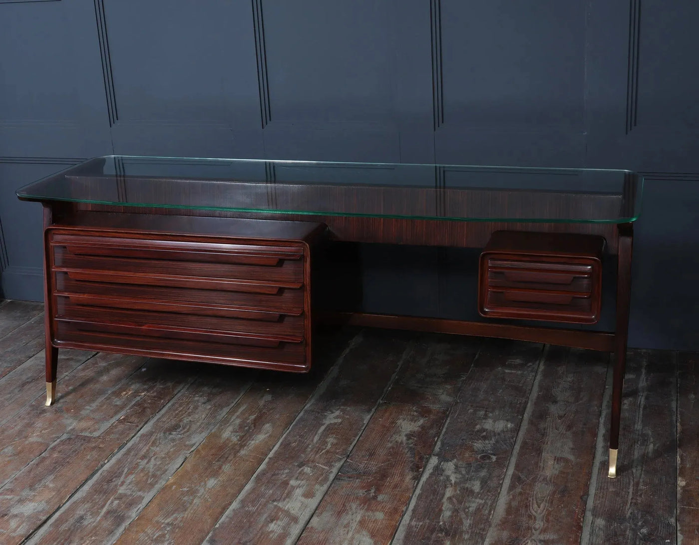 Mid century Italian Desk by Dassi in Macassar Ebony