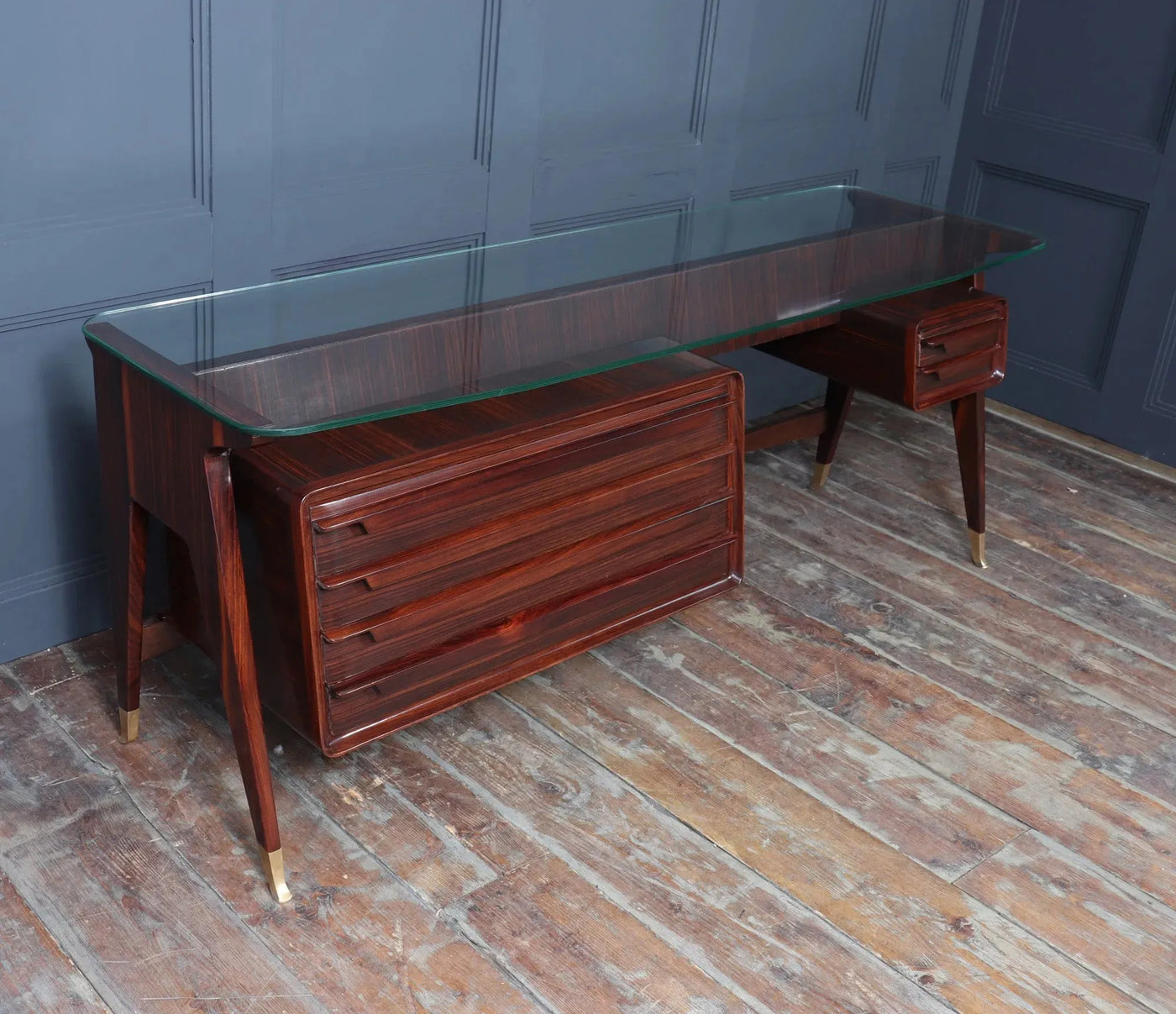 Mid century Italian Desk by Dassi in Macassar Ebony