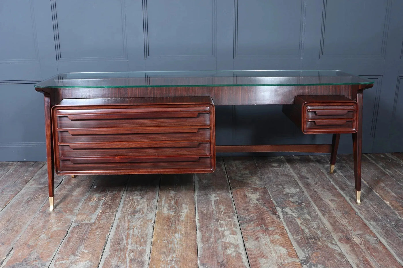 Mid century Italian Desk by Dassi in Macassar Ebony