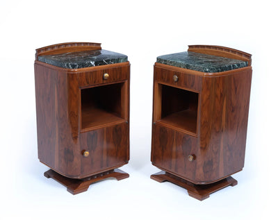 Pair of French Art Deco Walnut Bedside Cabinets