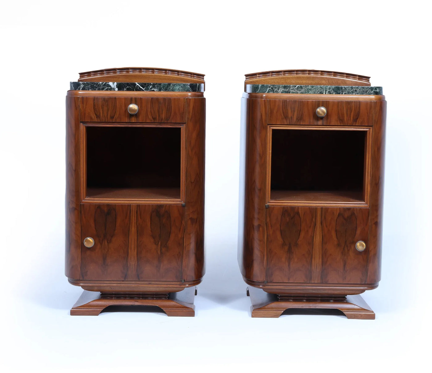 Pair of French Art Deco Walnut Bedside Cabinets