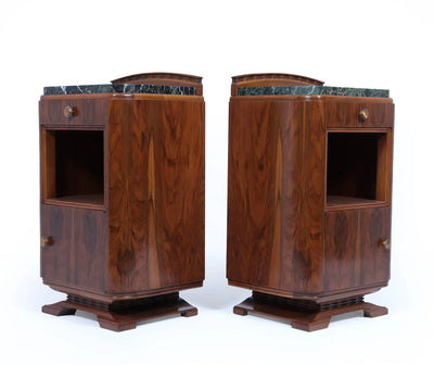 Pair of French Art Deco Walnut Bedside Cabinets