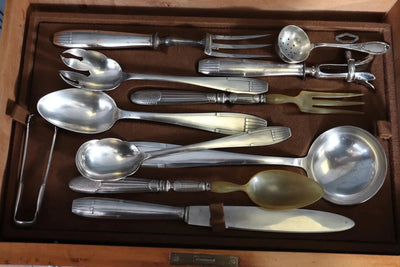 French Art Deco Canteen of Silver Plate Cutlery