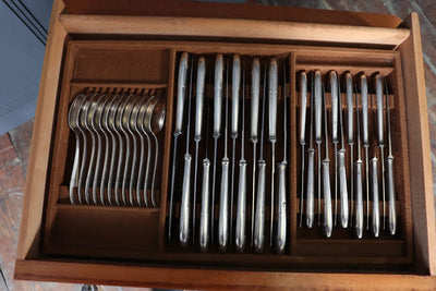 French Art Deco Canteen of Silver Plate Cutlery