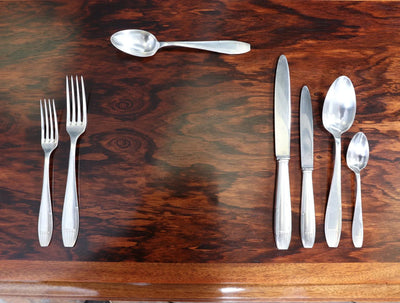 French Art Deco Canteen of Silver Plate Cutlery