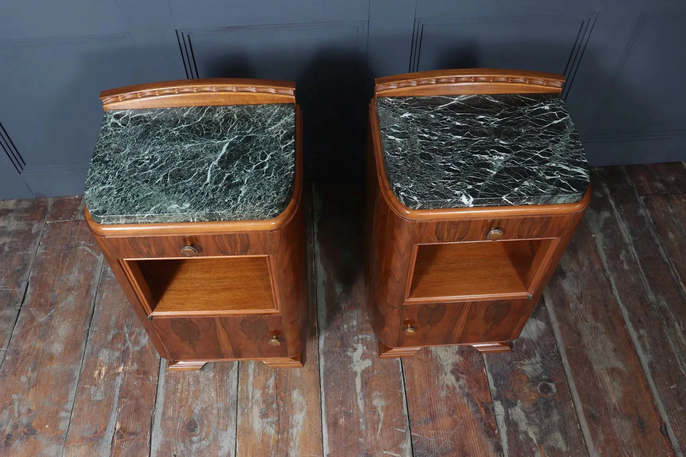 Pair of French Art Deco Walnut Bedside Cabinets