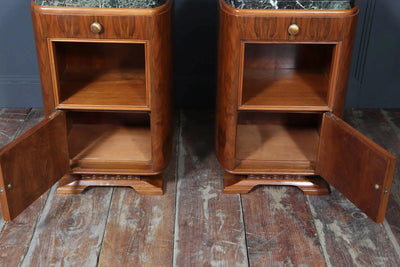 Pair of French Art Deco Walnut Bedside Cabinets