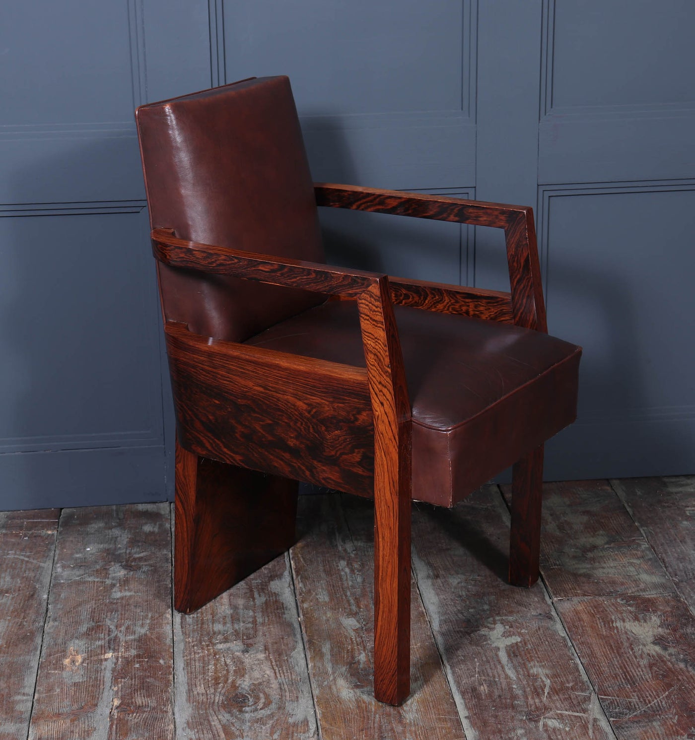 French Art Deco leather Desk chair