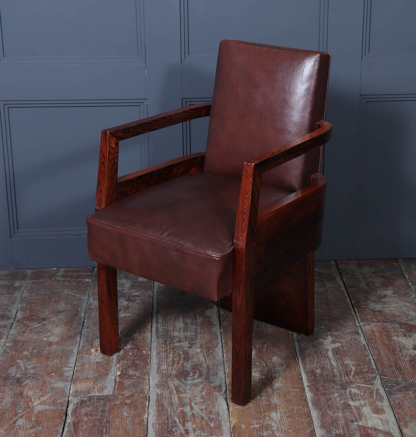 French Art Deco leather Desk chair