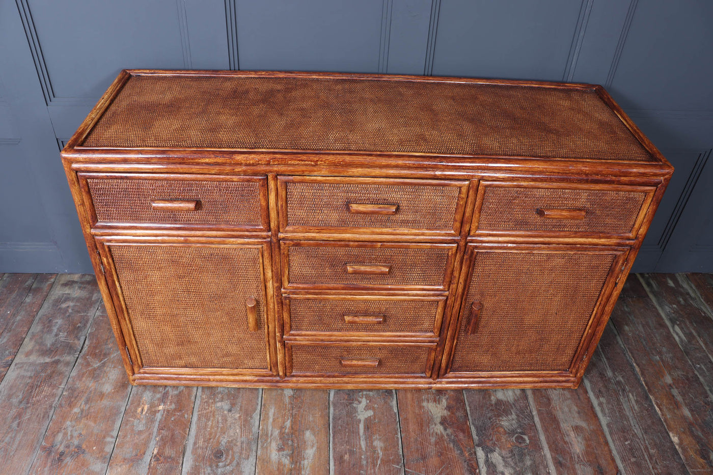 Vintage Rattan and Faux Bamboo Sideboard