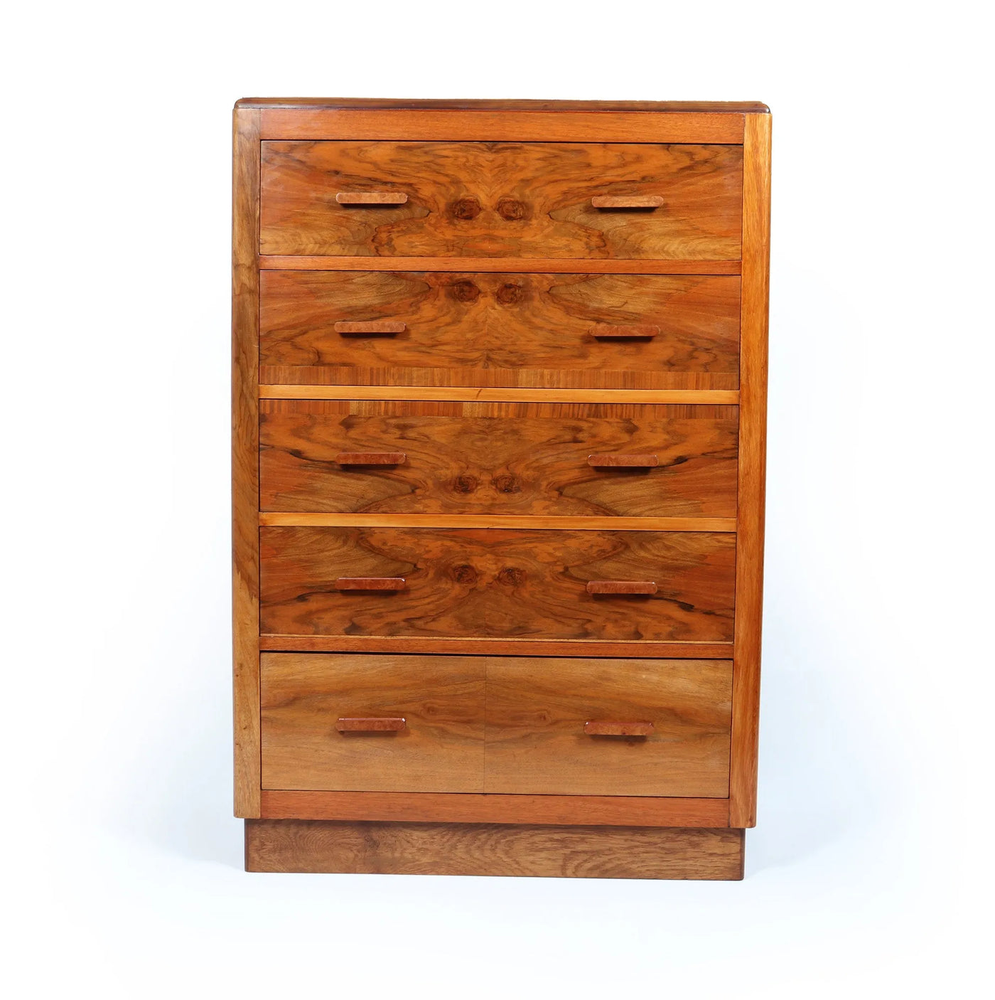 Large Art Deco Figured Walnut Chest of Drawers