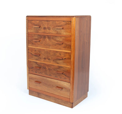 Large Art Deco Figured Walnut Chest of Drawers