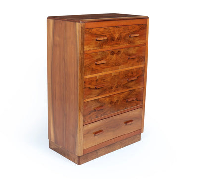 Large Art Deco Figured Walnut Chest of Drawers