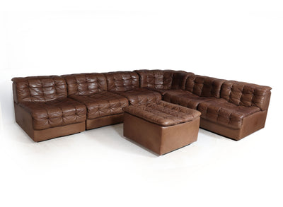 Mid century DS11 Modular Sofa in Tan Leather by De Sede