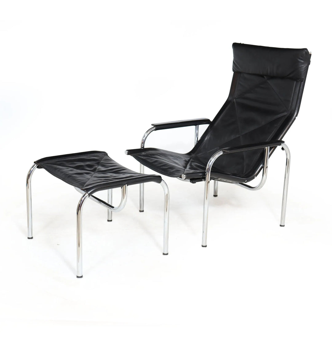 Leather armchair and stool sale