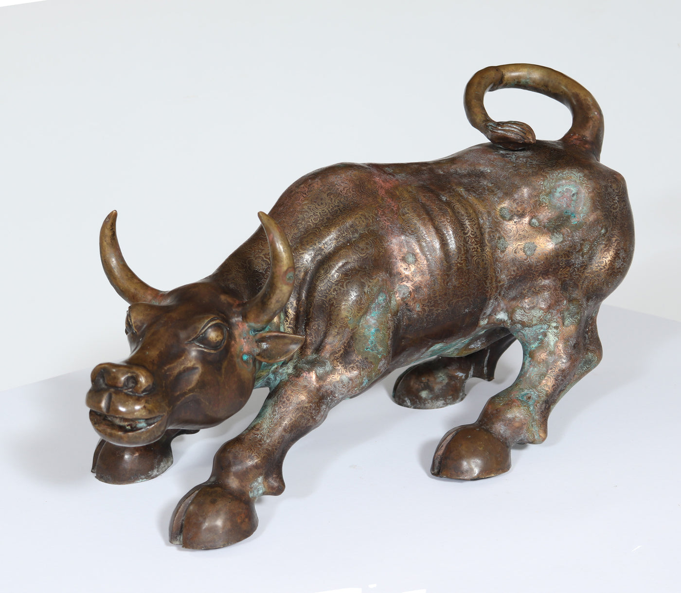 Modernist Bronze Charging Bull Sculpture