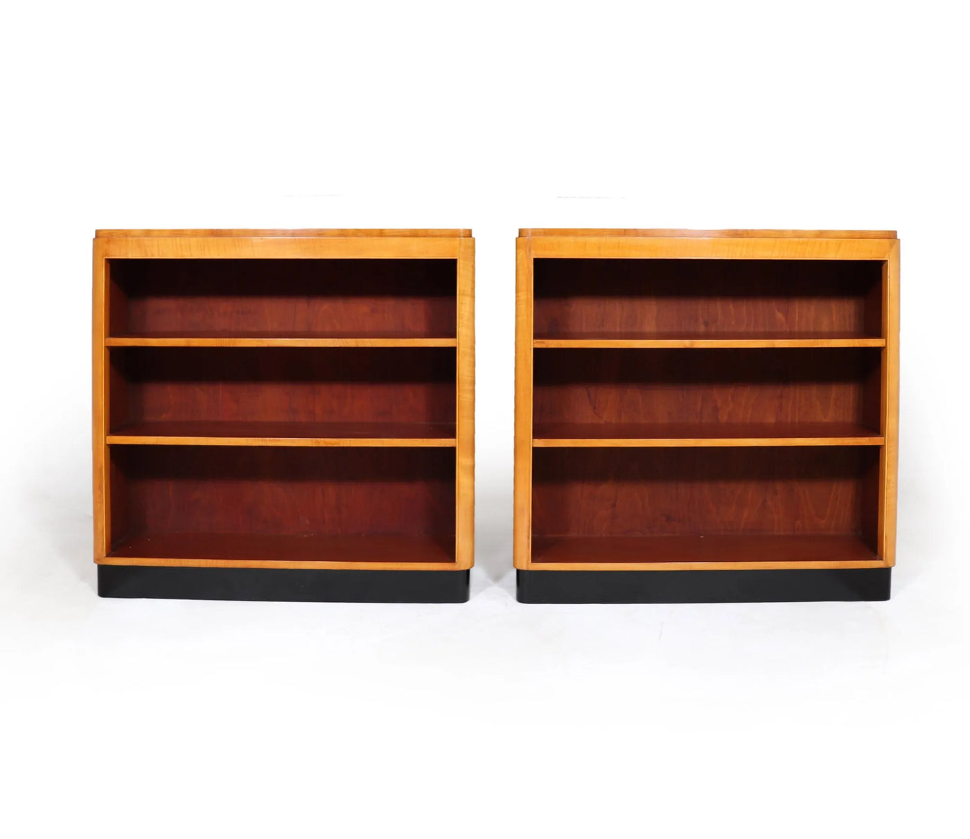 Pair of English Art Deco Sycamore Bookcases