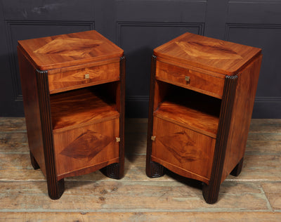 Pair Of French Art Deco bedside Cabinets by Michel Dufet top