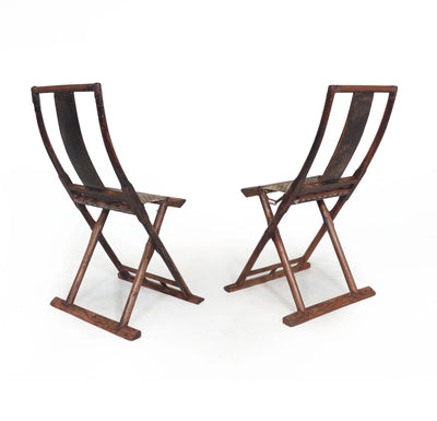 Pair of 17th century Chinese Folding Traveling Chairs