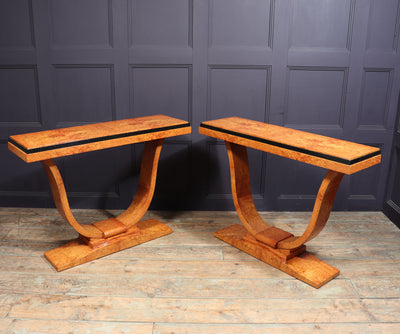 Pair of French Art Deco Console Tables in Amboyna room
