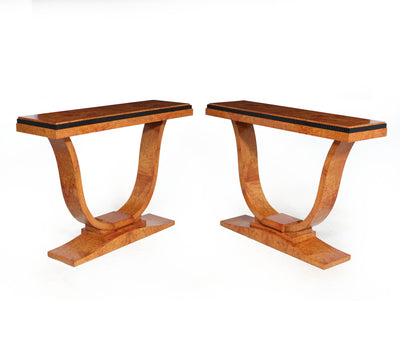Pair of French Art Deco Console Tables in Amboyna