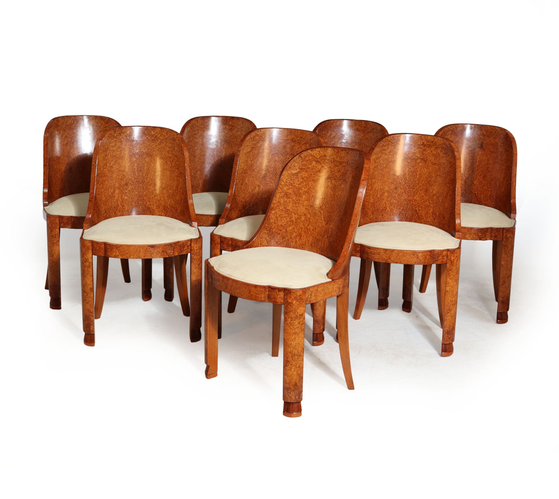 Set Of 8 French Art Deco Dining Chairs In Amboyna – Thefurniturerooms