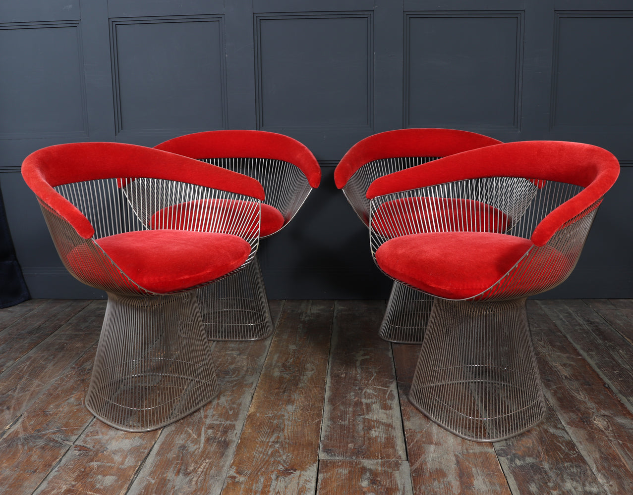 Set of Four Warren Platner Dining Armchairs for Knoll, 1960s