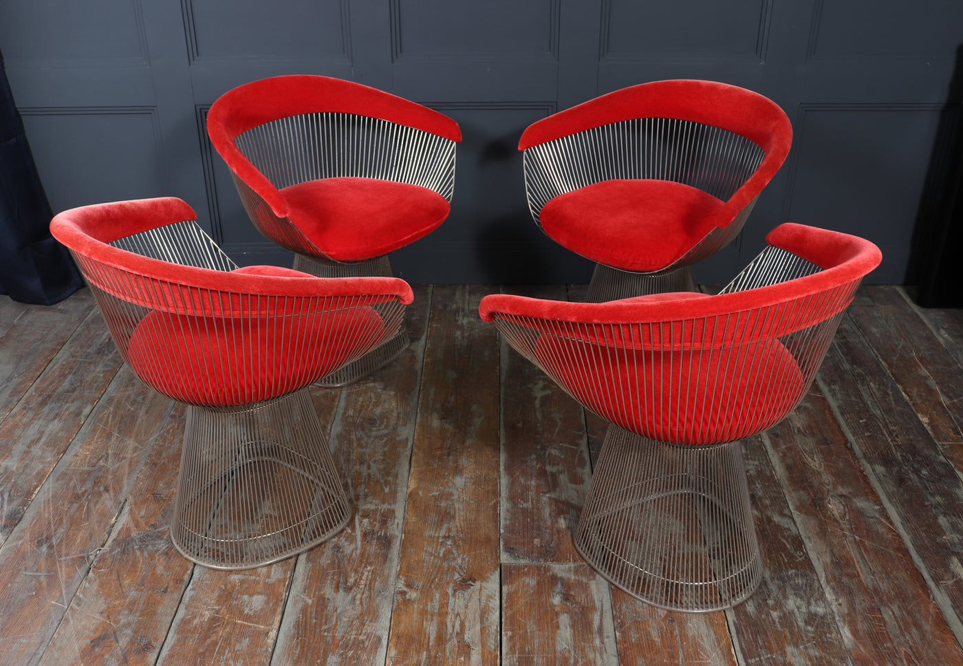 Set of Four Warren Platner Dining Armchairs for Knoll, 1960s