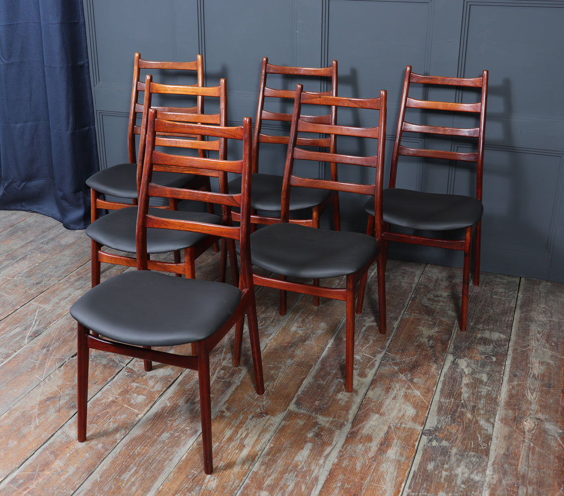 Set of Six Mid Century Rosewood Dining Chairs by Casala