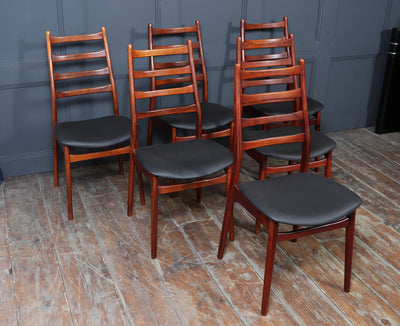 Set of Six Mid Century Rosewood Dining Chairs by Casala