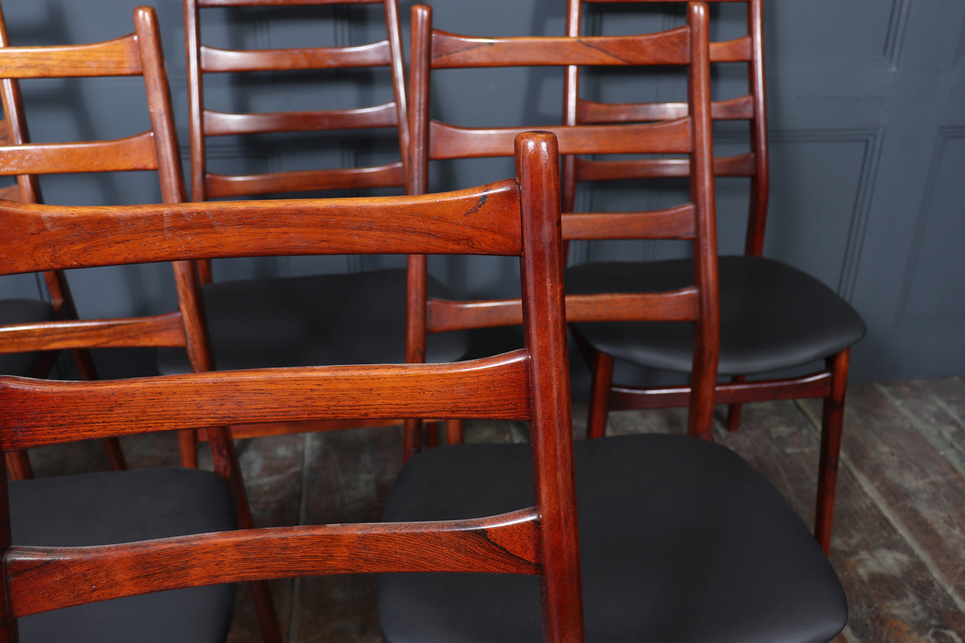 Set of Six Mid Century Rosewood Dining Chairs by Casala
