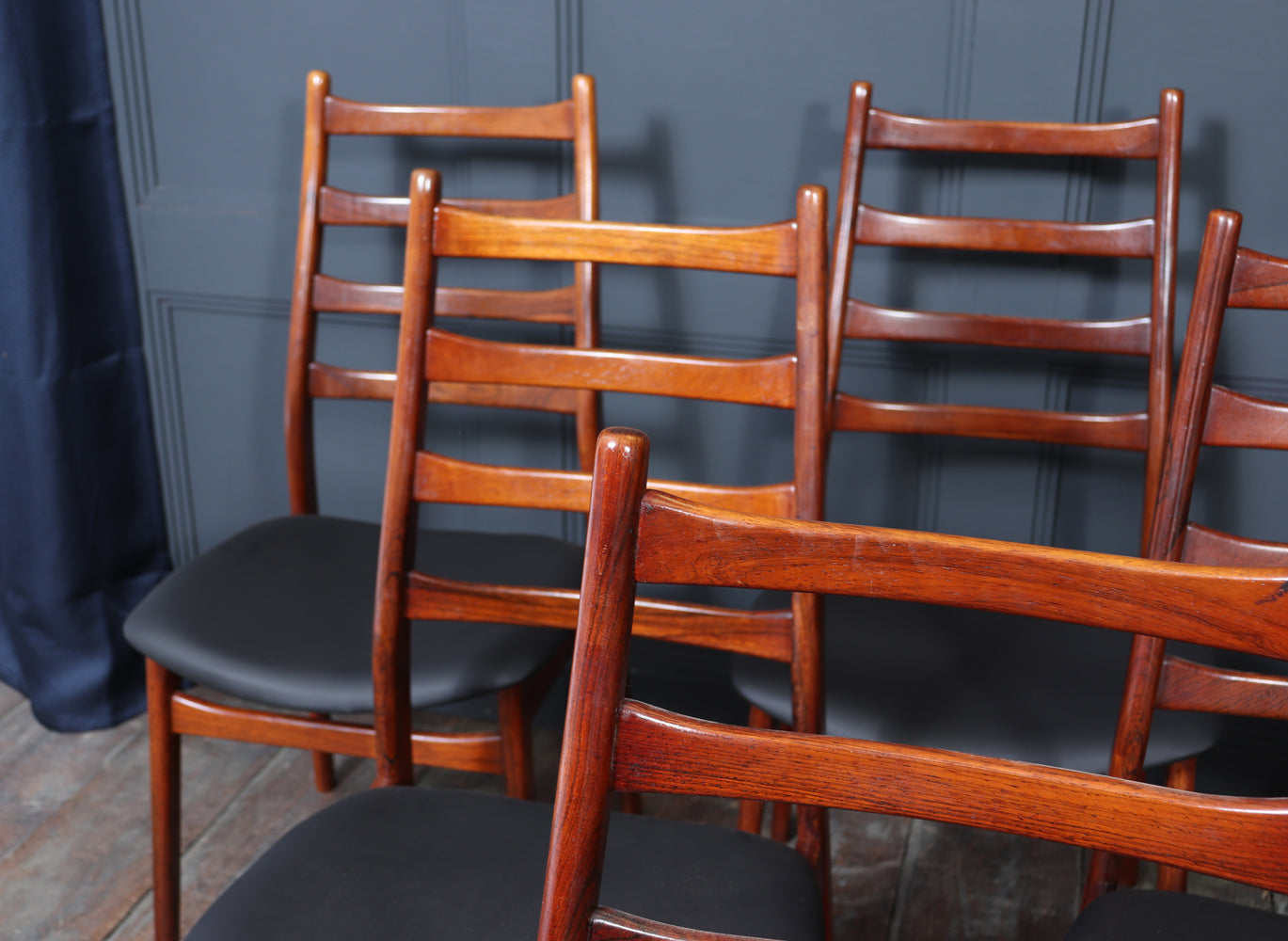 Set of Six Mid Century Rosewood Dining Chairs by Casala
