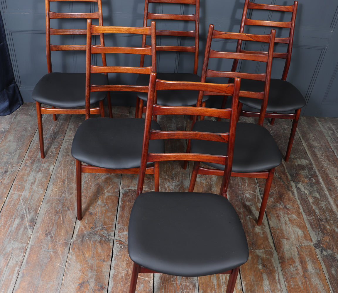 Set of Six Mid Century Rosewood Dining Chairs by Casala