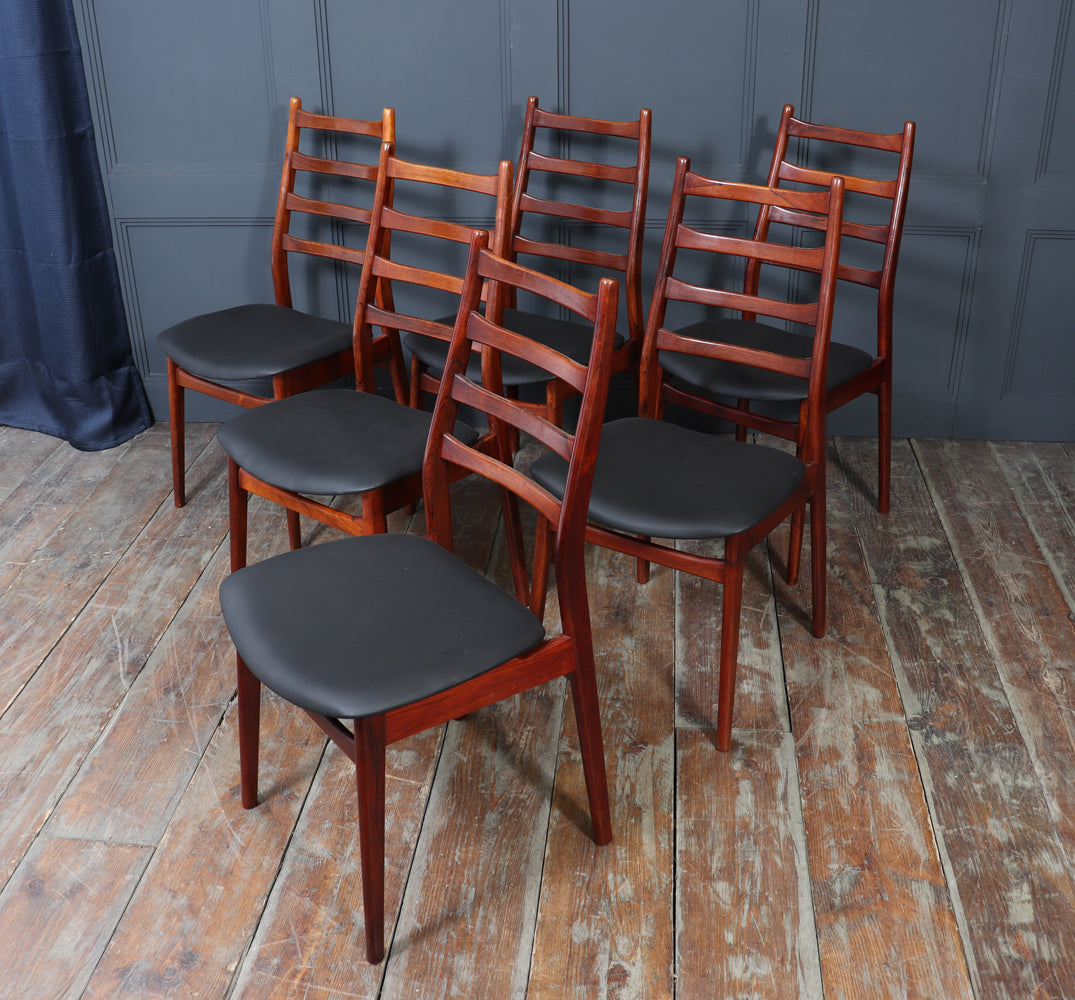 Set of Six Mid Century Rosewood Dining Chairs by Casala