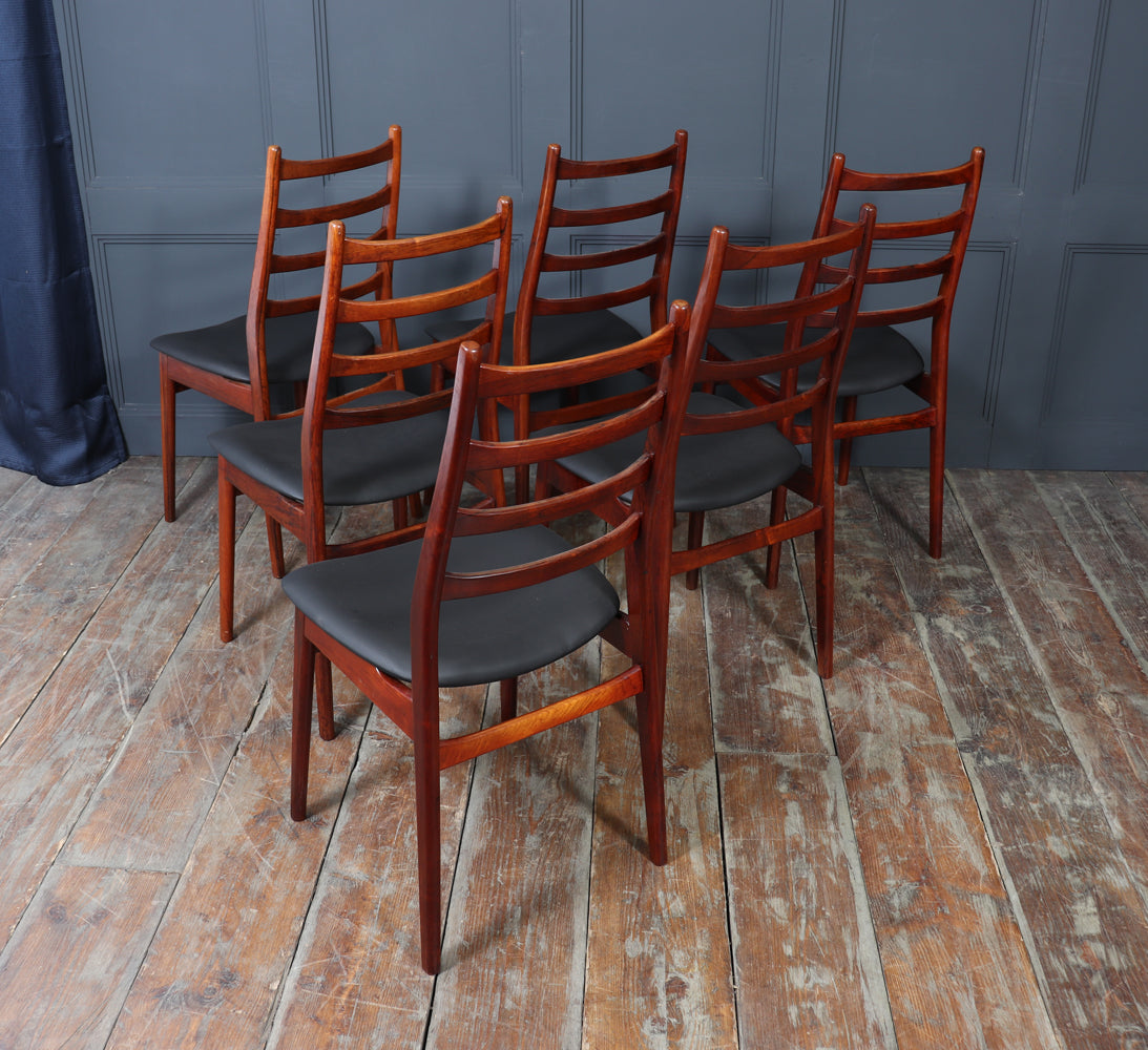 Set of Six Mid Century Rosewood Dining Chairs by Casala