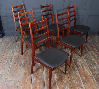 Set of Six Mid Century Rosewood Dining Chairs by Casala