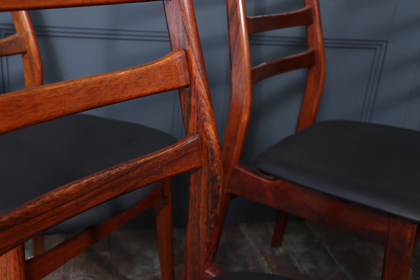 Set of Six Mid Century Rosewood Dining Chairs by Casala
