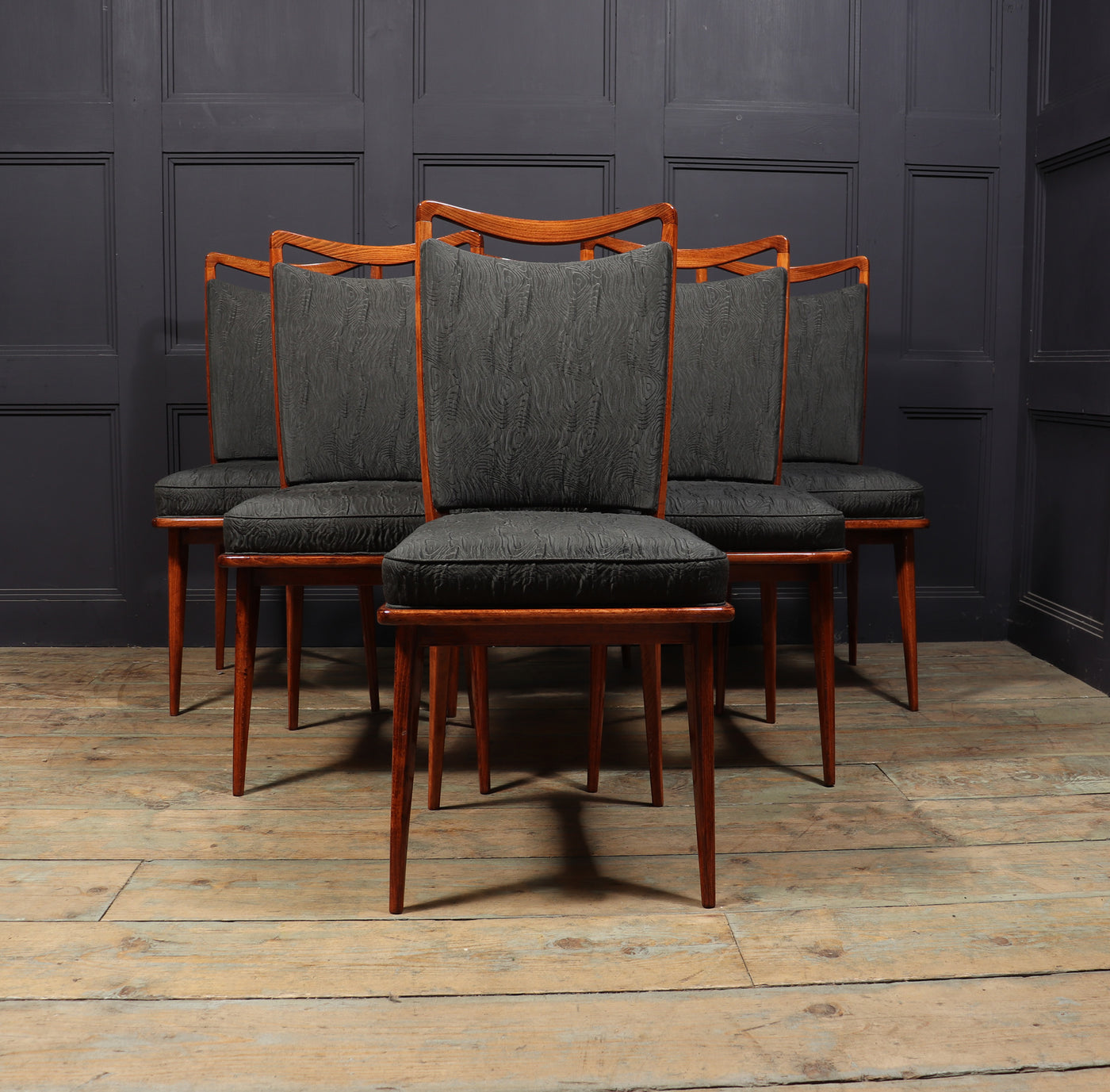 Set of six Mid Century French Dining Chairs room