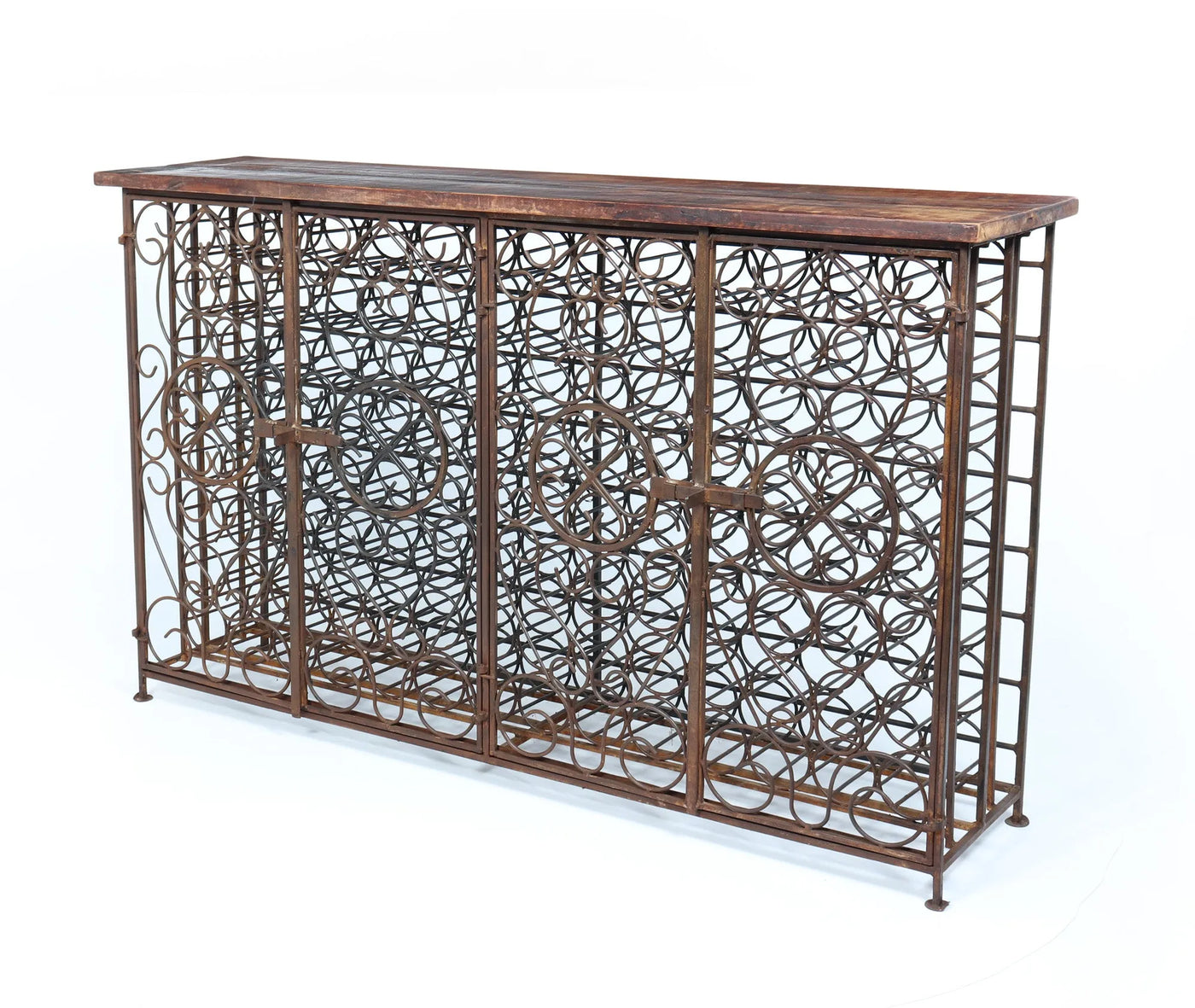 Vintage Wrought Iron French Wine Rack Cabinet