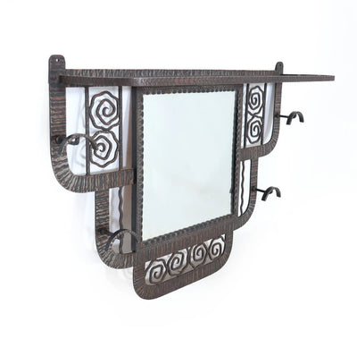 Wrought Iron Coat Rack mirror by Paul Kiss right