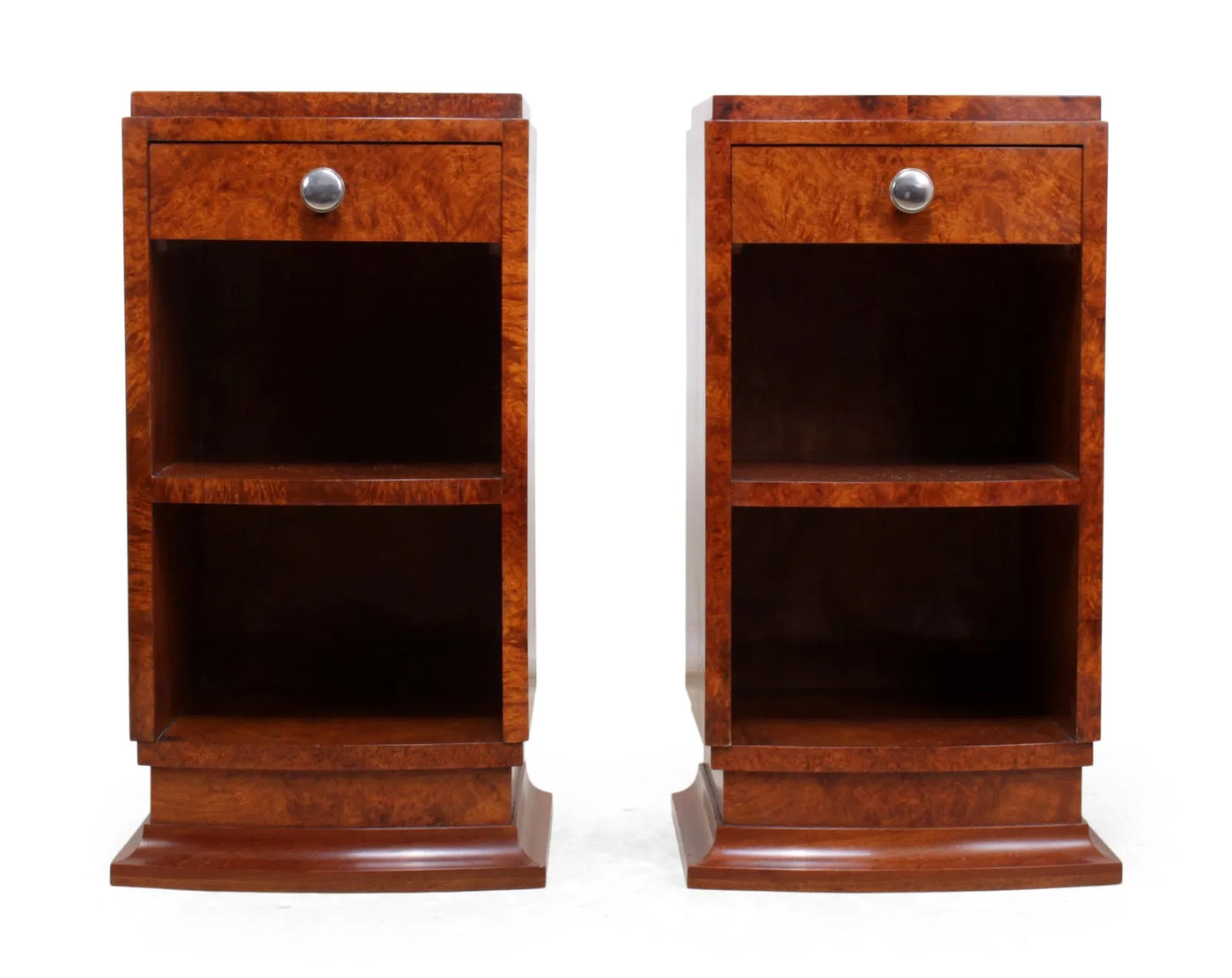 Art Deco Bedside Cabinets in Amboyna