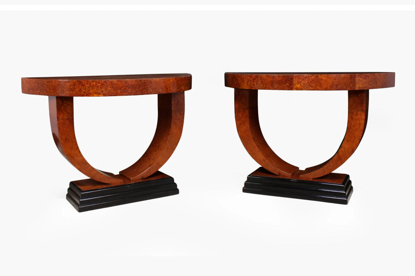 Pair of Art Deco Demi Lune Console Tables