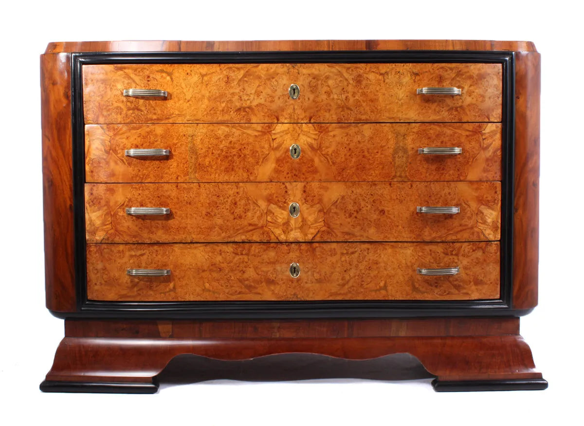 Art Deco Walnut and Maple Commode