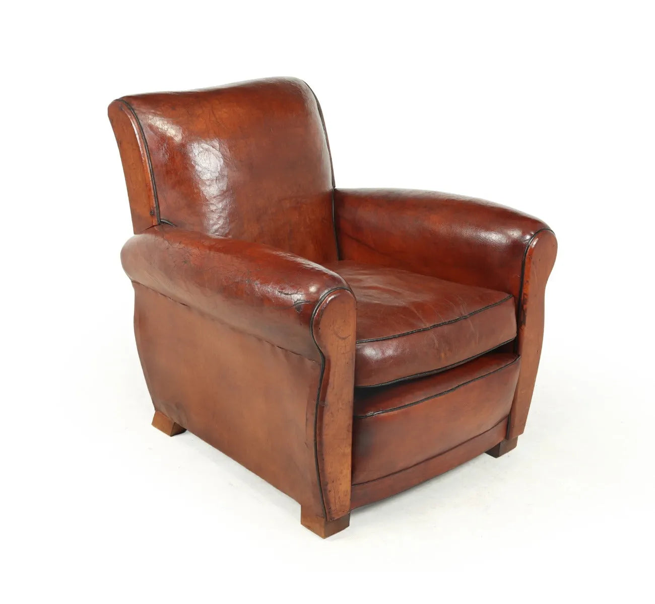 French Leather Club  Lounge Chair c1930